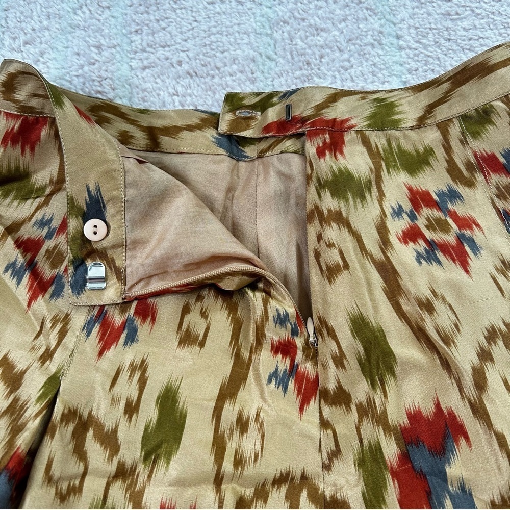NWT J Jill Floral Ikat Silk A Line Skirt Size 8 Petite Spring Holiday Office - Picture 7 of 13